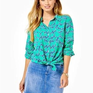 Lilly Pulitzer Seaview button down in print Heebees Zeebees